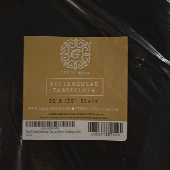 NWT 90x156” Rectangle Tablecloth. Black - Picture 6 of 6